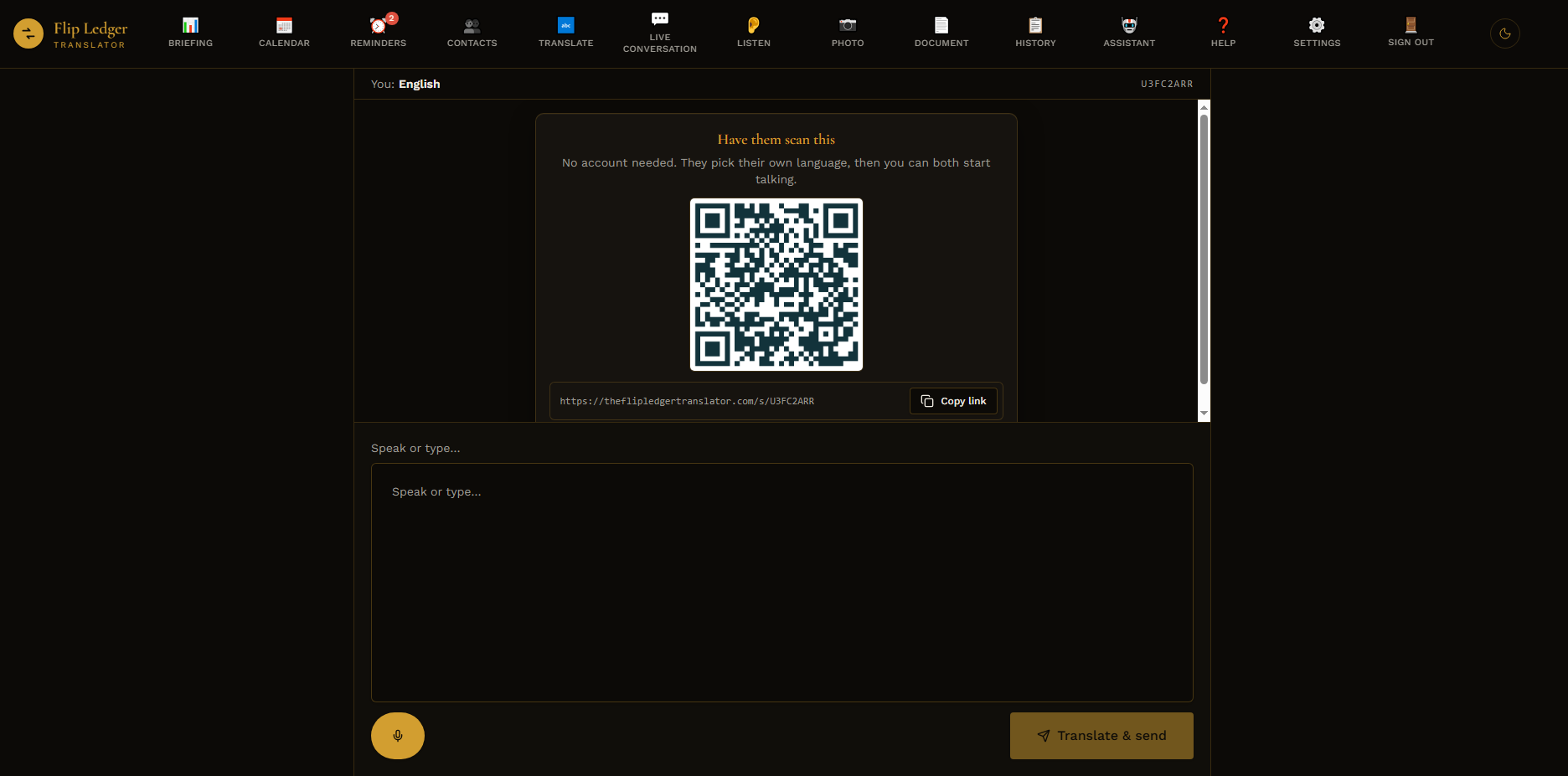 The Flip Ledger Translator screenshot